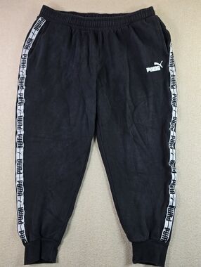 Puma Sweatpants Mens XXL Black Joggers Logo Stripe Athletic Pants